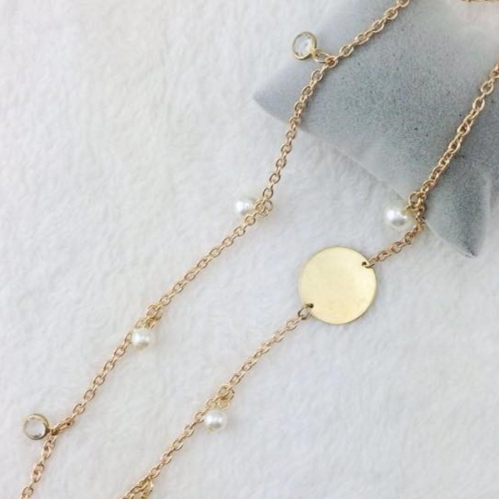 Pearl and Sparkle Disc Necklace